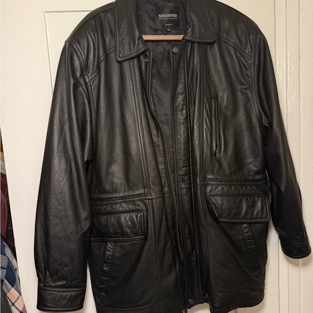 Men's Soccorso Genuine Black Leather Jacket